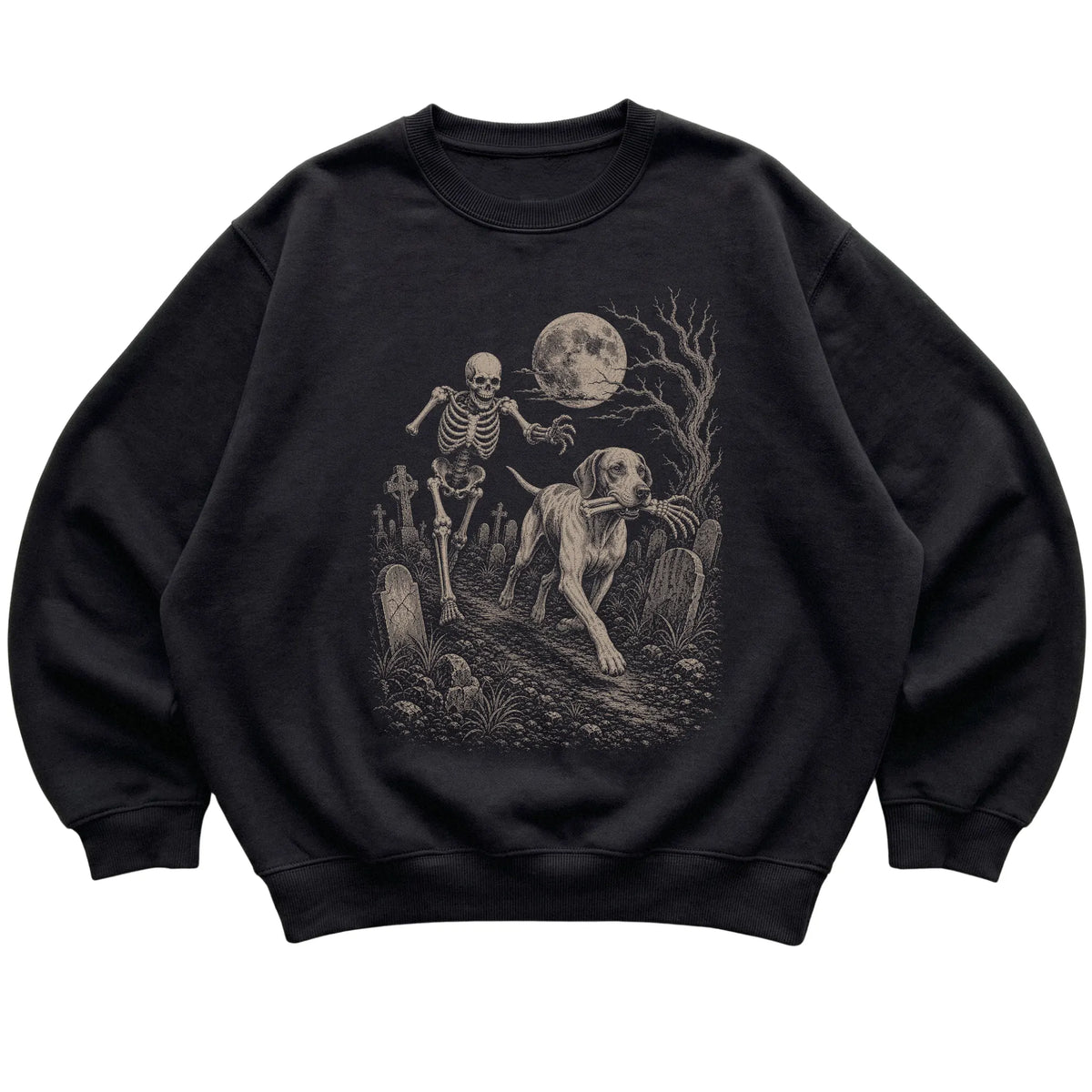 Black Skeleton Chase Pointer sweatshirt, flat view