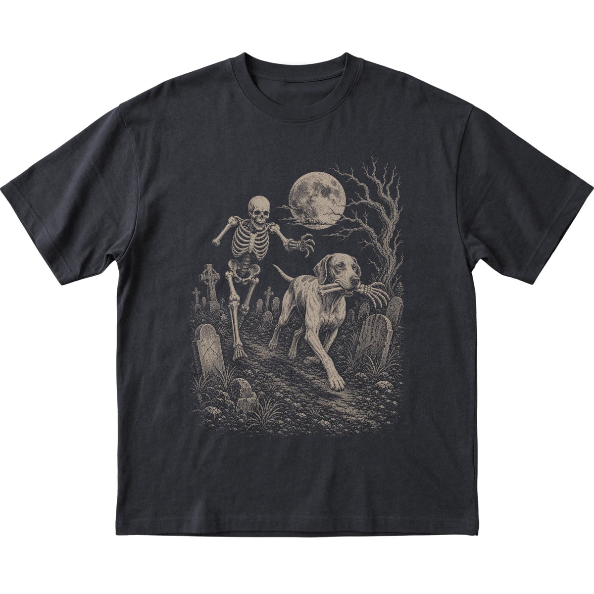 Black Skeleton Chase Pointer T-shirt, flat view