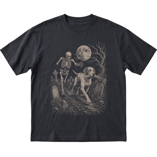 Black Skeleton Chase Pointer T-shirt, flat view