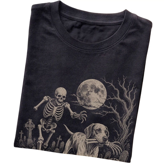Black Skeleton Chase Pointer T-shirt, folded view