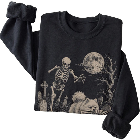 Black Skeleton Chase Pomeranian sweatshirt, folded view