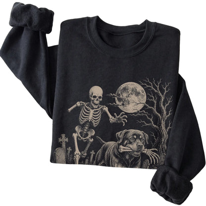 Black Skeleton Chase Rottweiler sweatshirt, folded view