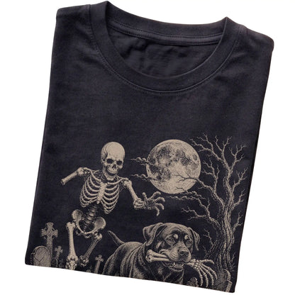 Black Skeleton Chase Rottweiler T-shirt, folded view