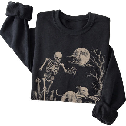 Black Skeleton Chase Whippet sweatshirt, folded view