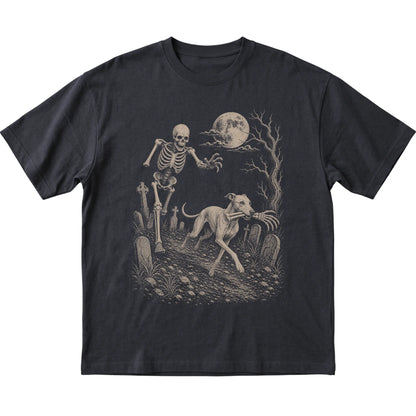 Black Skeleton Chase Whippet T-shirt, flat view