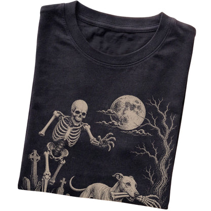 Black Skeleton Chase Whippet T-shirt, folded view