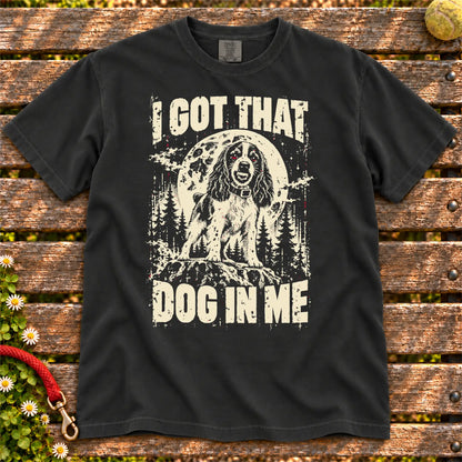 Black Springer Spaniel I Got That Dog in Me T-shirt, full garment view