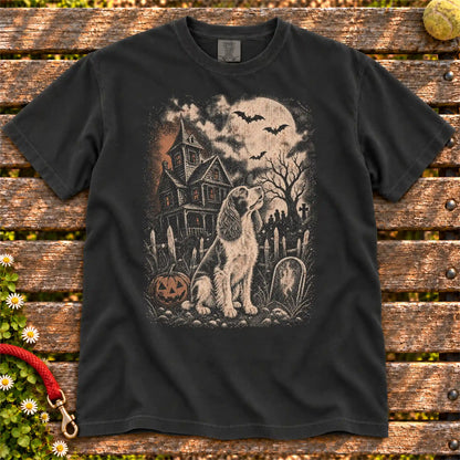 Haunted House Springer Spaniel T-Shirt in Black