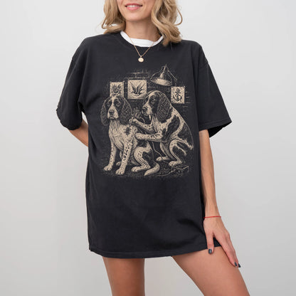 Person wearing a Black Springer Spaniel Tattoo t-shirt
