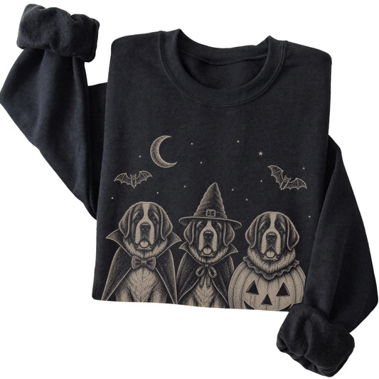 Black St Bernard Halloween Costume sweatshirt, folded view