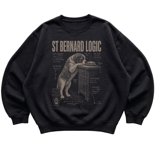 Black St Bernard Logic sweatshirt laid flat