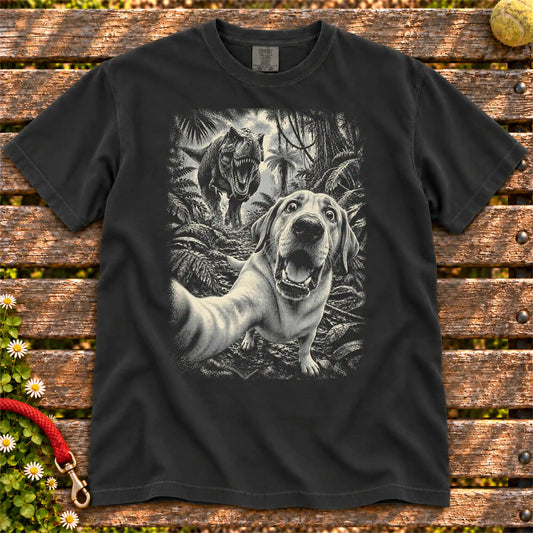Labrador Retriever T-Rex Selfie Comfort Colors T-shirt in Black