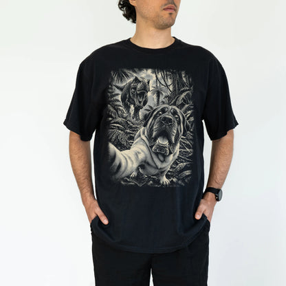 T-Rex Selfie Mastiff Comfort Colors 1717 T-Shirt in Black, studio lifestyle