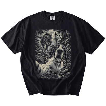 T-Rex Selfie Pointer Comfort Colors 1717 T-Shirt in Black, flat lay