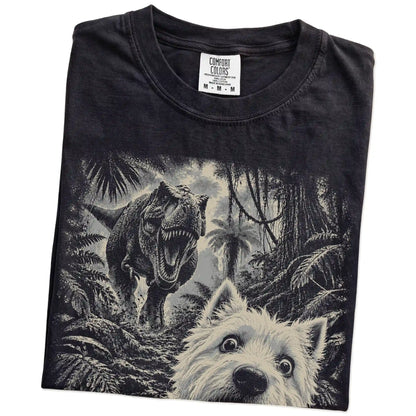T-Rex Selfie Westie Comfort Colors 1717 T-Shirt in Black, folded detail
