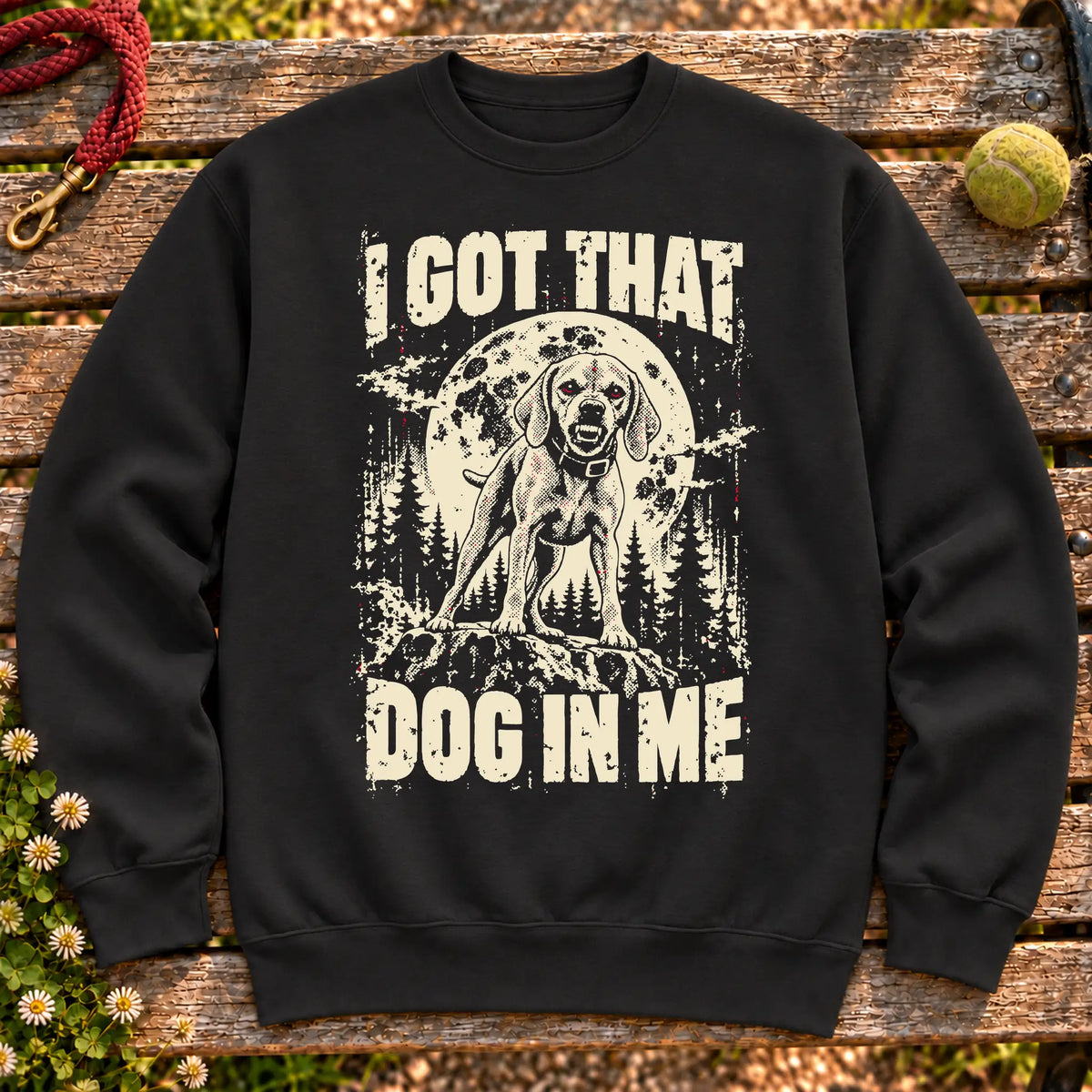 Black Vizsla I Got That Dog in Me sweatshirt, full garment view