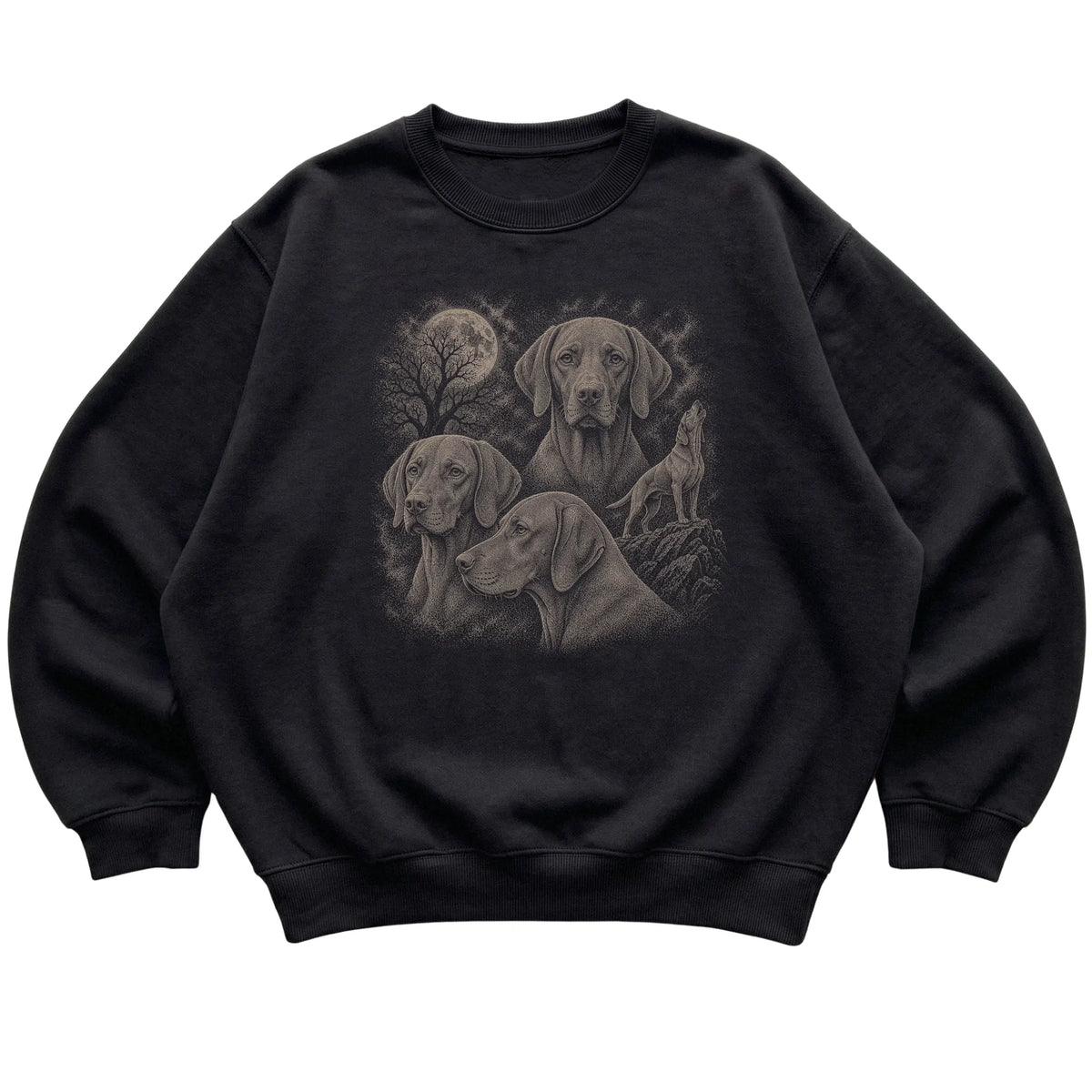 Vizsla 90s Moon Sweatshirt in Black — flat lay
