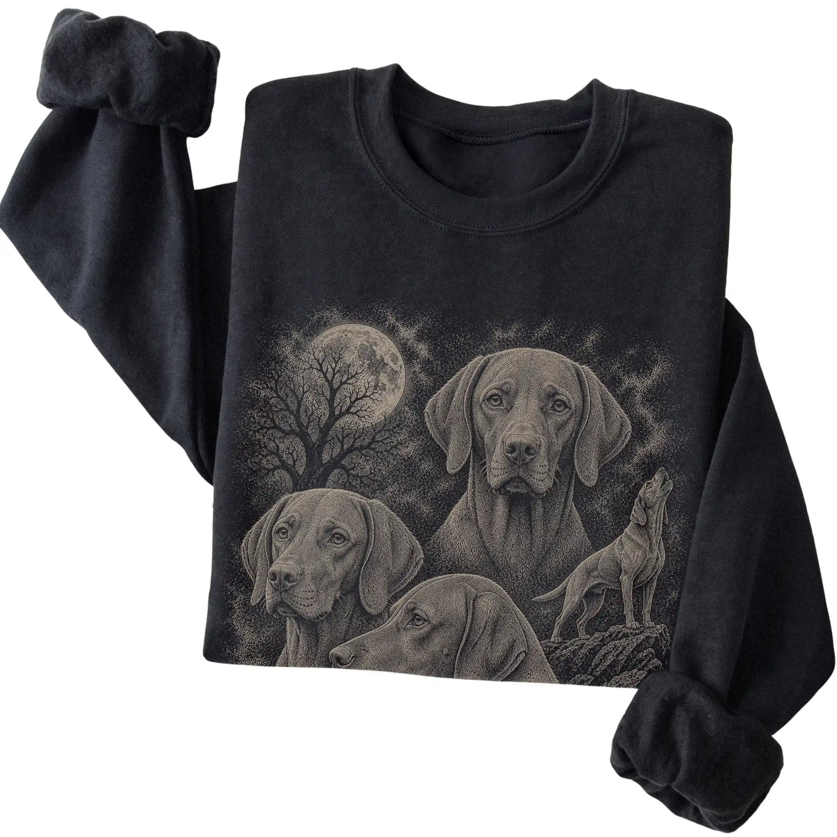 Vizsla 90s Moon Sweatshirt in Black — folded detail