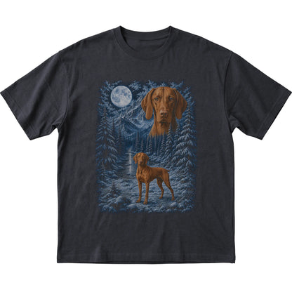 Vizsla Forest Moon T-Shirt in Black