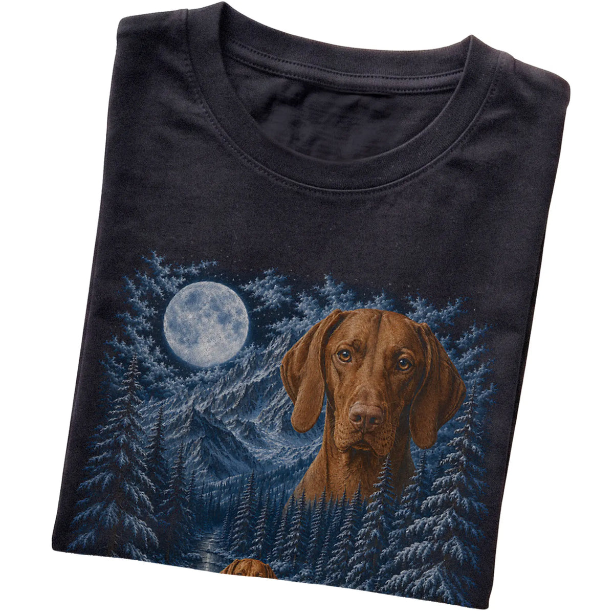 Vizsla Forest Moon T-Shirt in Black