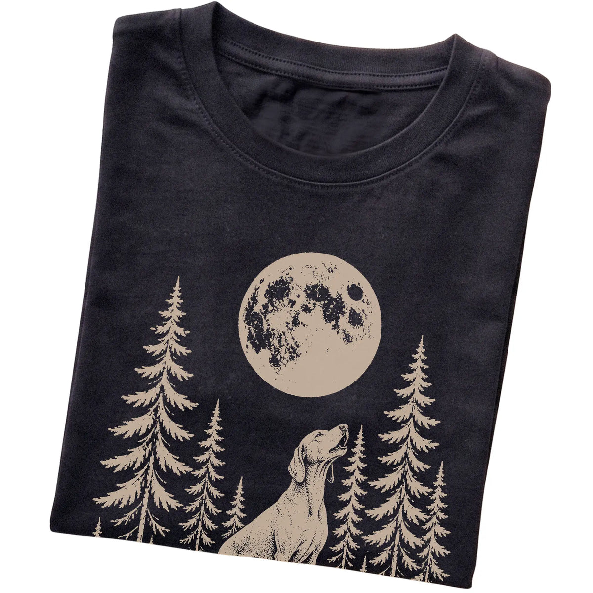 Vizsla Howling at the Moon softstyle T-shirt in Black