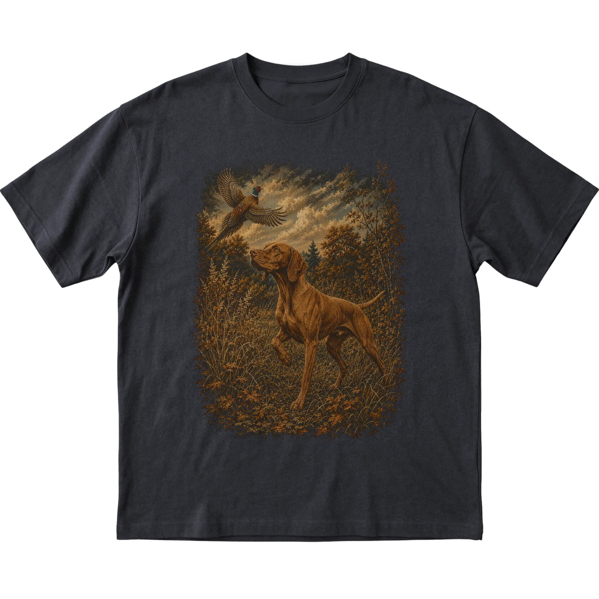 Vizsla Pheasant Hunting T-Shirt in Black