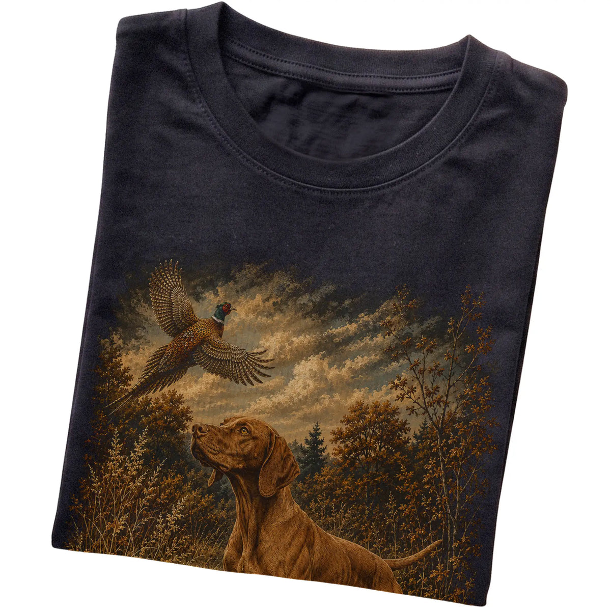 Vizsla Pheasant Hunting T-Shirt in Black