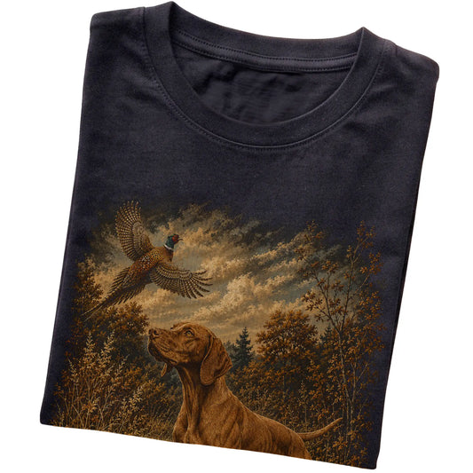 Vizsla Pheasant Hunting T-Shirt in Black