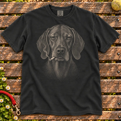 Vizsla smoking design on a Black t-shirt
