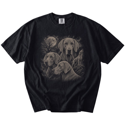 Vintage moon montage featuring Weimaraner on a Black Comfort Colors® T-shirt