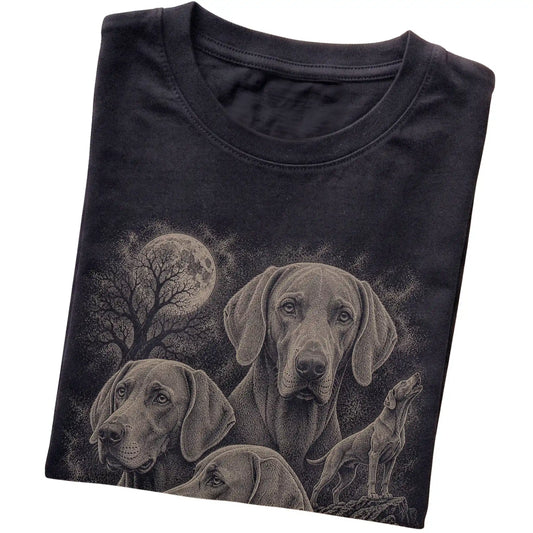 Weimaraner 90s Moon T-Shirt in Black — folded detail