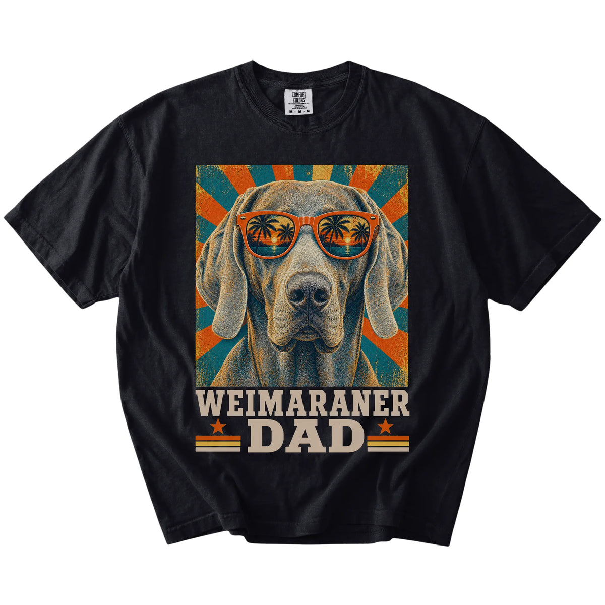 Retro Weimaraner Dad design on a Black Comfort Colors T-shirt
