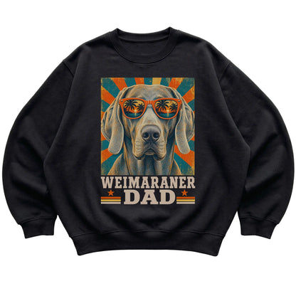 Retro Weimaraner Dad design on a Black crewneck sweatshirt