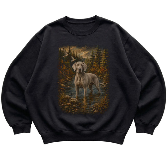 Weimaraner Duck Hunting Sweatshirt in Black