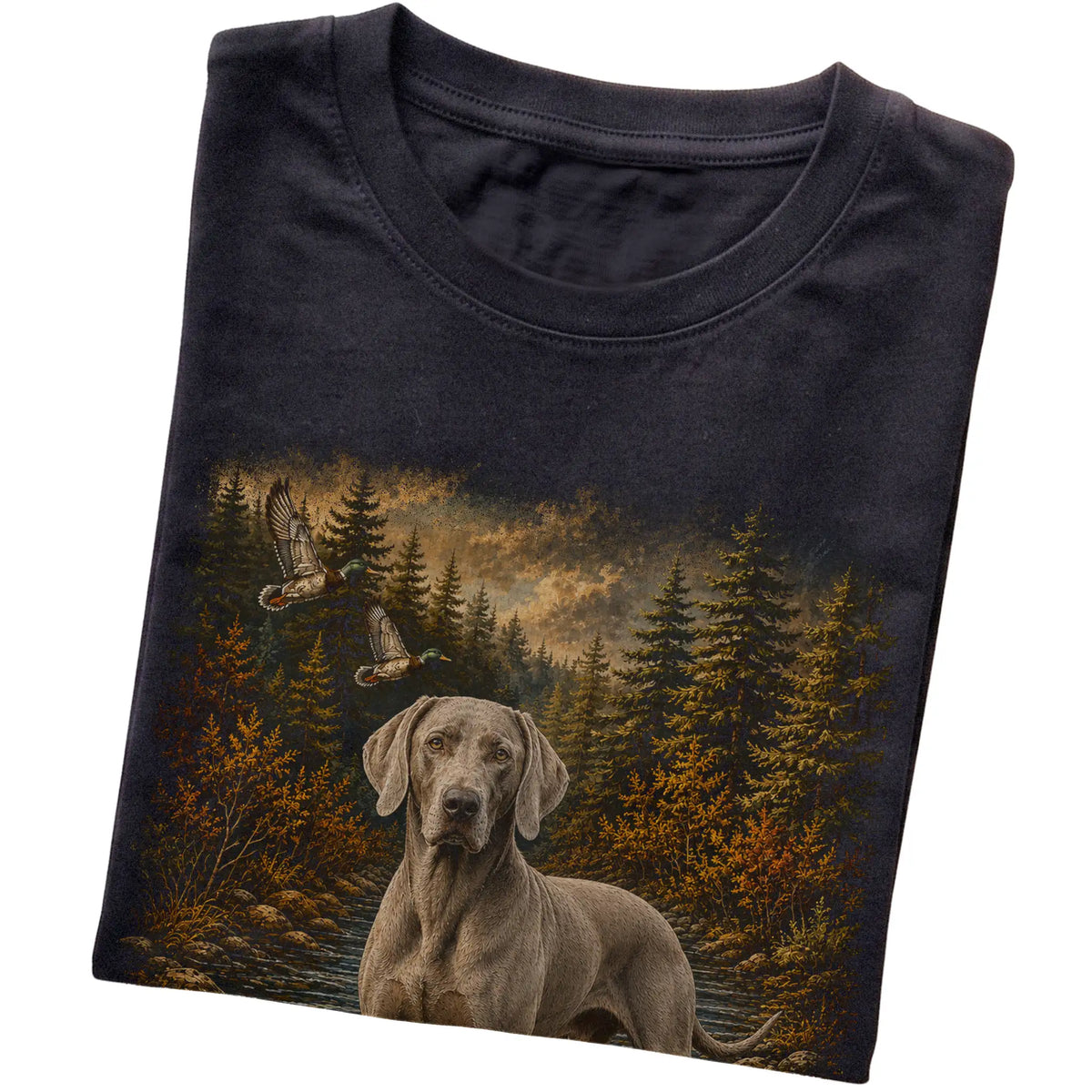 Weimaraner Duck Hunting T-Shirt in Black