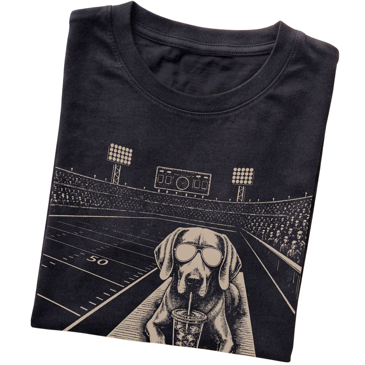 Black Weimaraner Football Tailgate T-shirt, folded