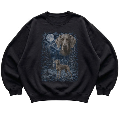 Weimaraner Forest Moon Sweatshirt in Black