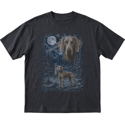 Weimaraner Forest Moon T-Shirt in Black