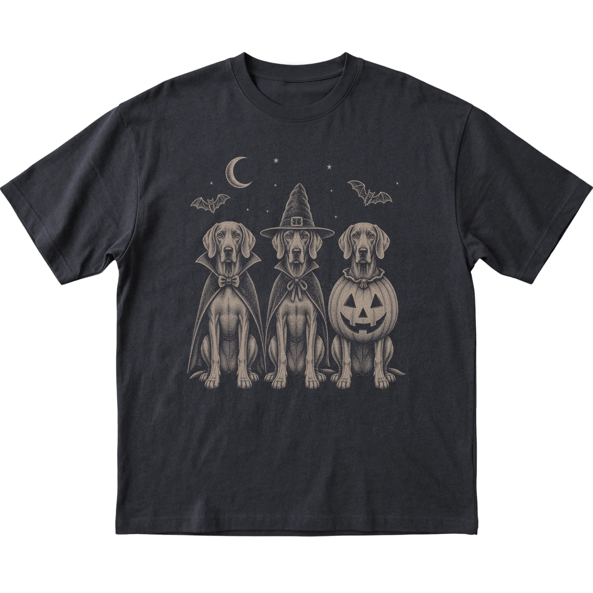 Black Weimaraner Halloween Costume T-shirt, flat view