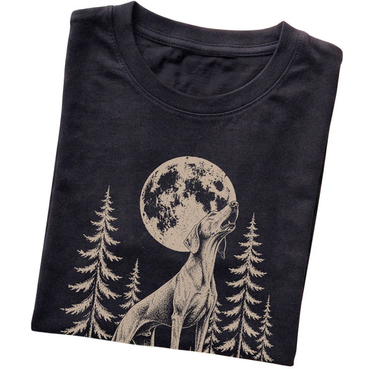 Weimaraner Howling at the Moon softstyle T-shirt in Black