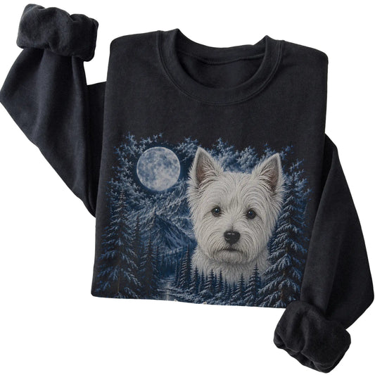 Westie Forest Moon Sweatshirt in Black