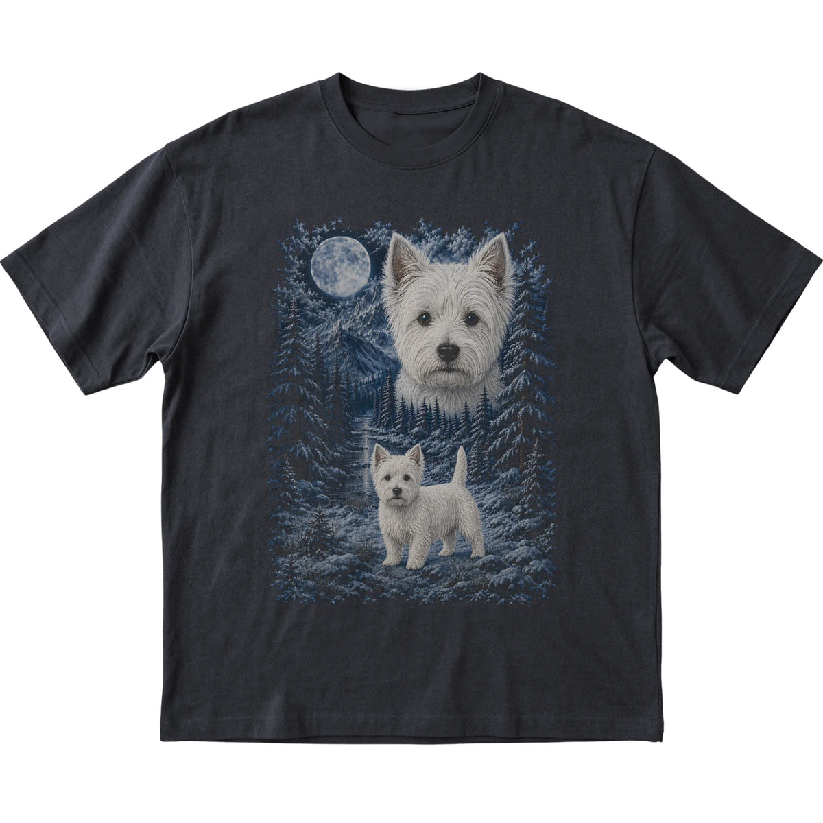 Westie Forest Moon T-Shirt in Black