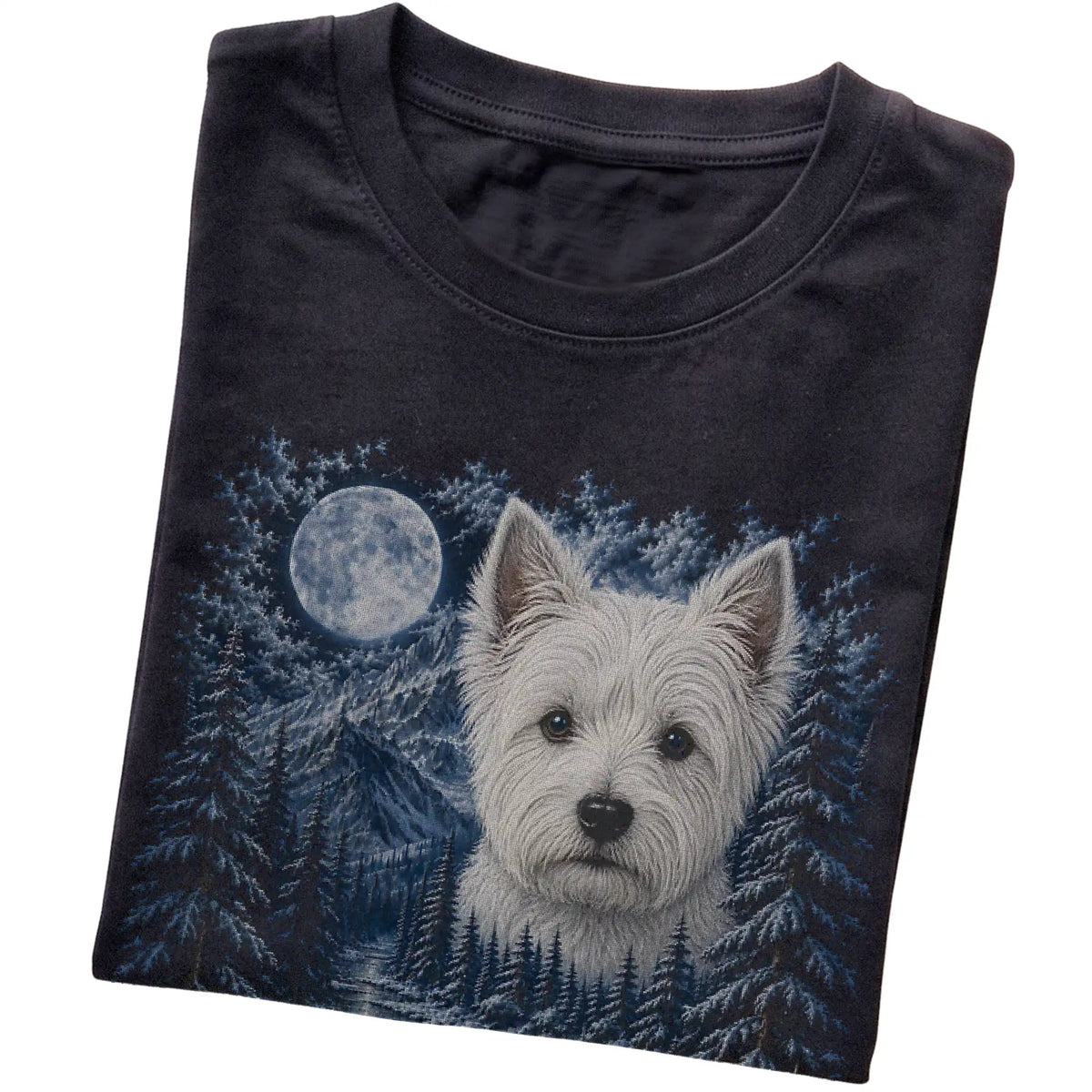 Westie Forest Moon T-Shirt in Black