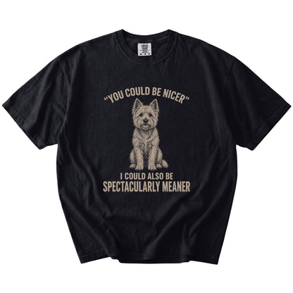 Westie Guard Dog T-Shirt in Black — flat lay