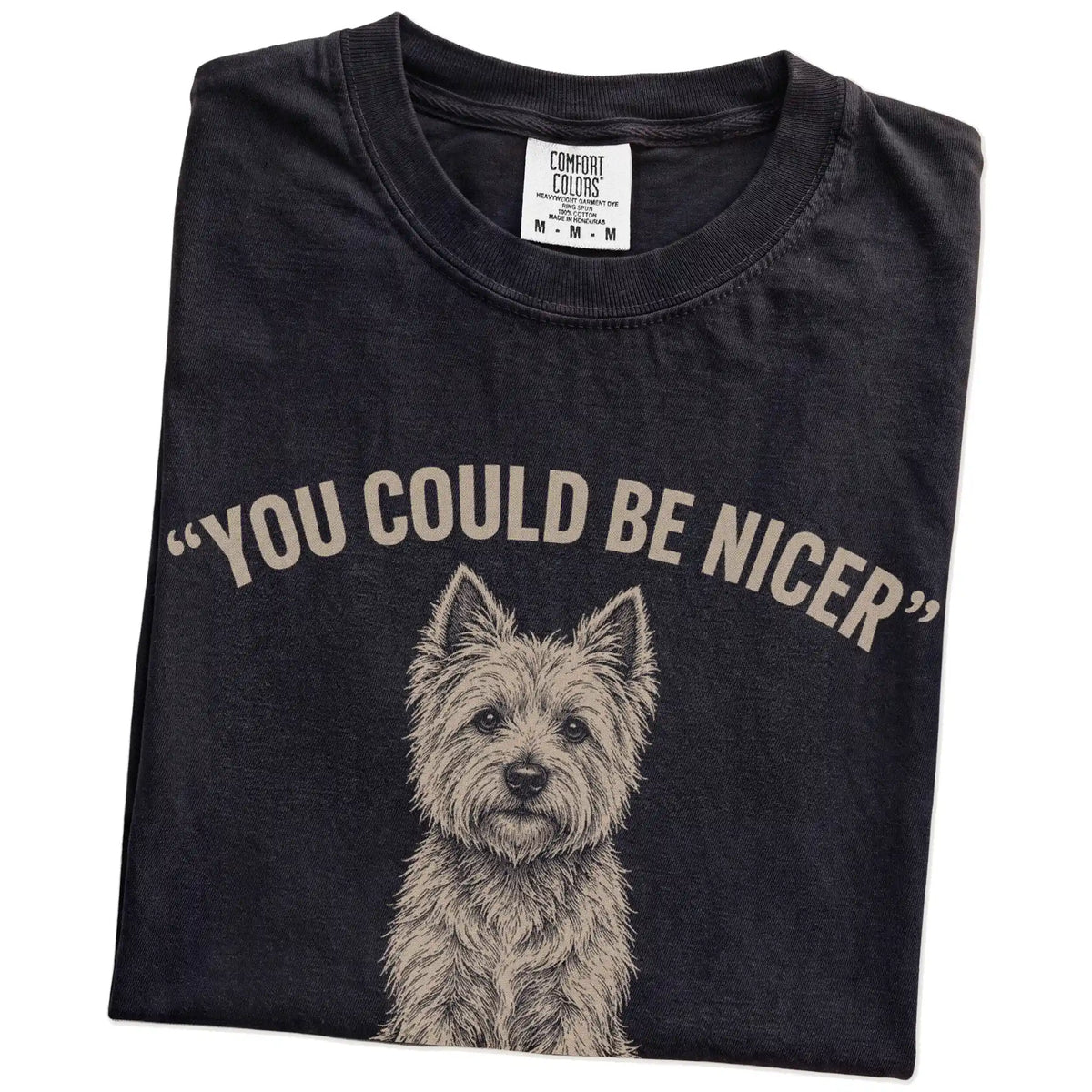 Westie Guard Dog T-Shirt in Black — folded detail