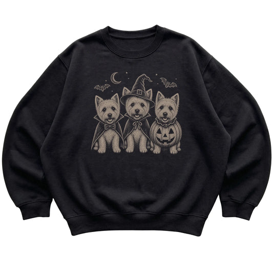Black Westie Halloween Costume sweatshirt, flat view