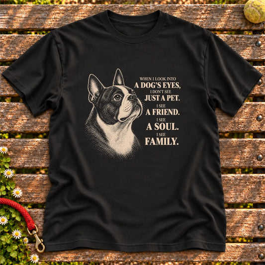 Black Gildan® Softstyle T-shirt featuring the Boston Terrier More Than a Pet design.