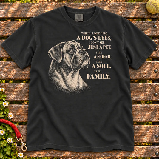 Black Comfort Colors® T-shirt featuring the Boxer More Than a Pet design.