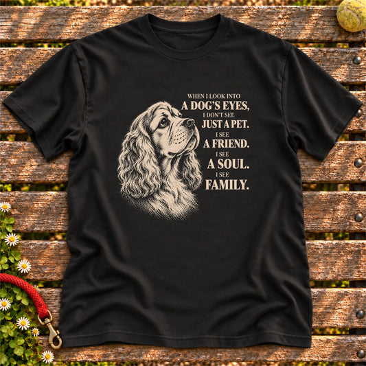 Black Gildan® Softstyle T-shirt featuring the Cocker Spaniel More Than a Pet design.