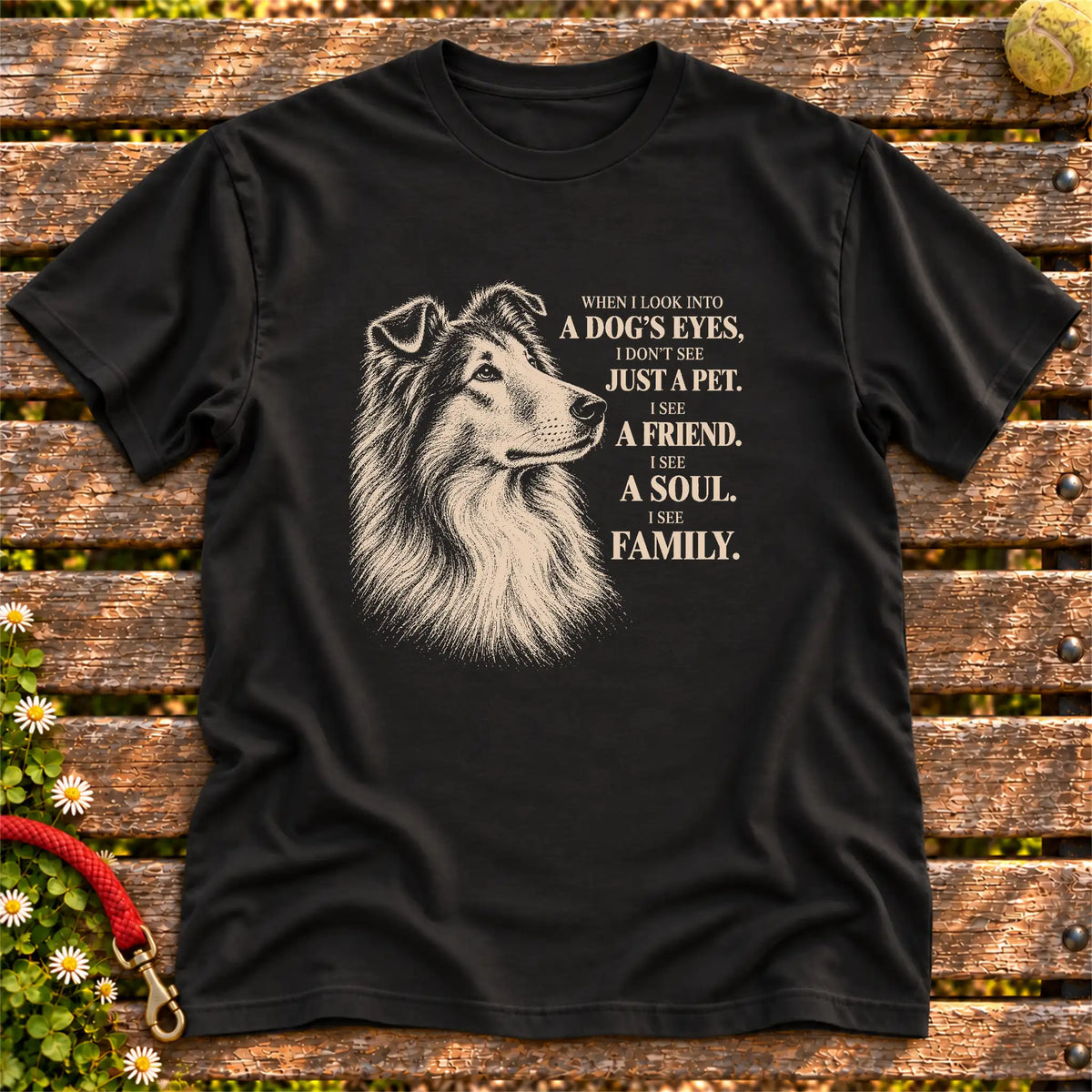 Black Gildan® Softstyle T-shirt featuring the Collie More Than a Pet design.